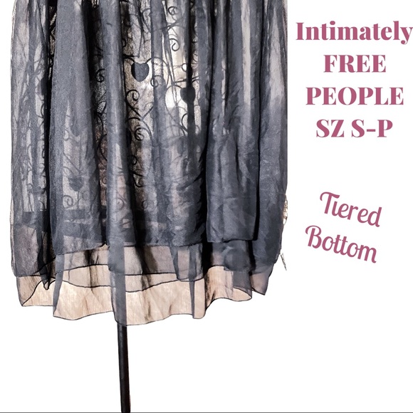 FREE PEOPLE INTIMATELY Sheer V-Neck Tank Dress with tiered bottom. SZ SM NWOT - Picture 6 of 13